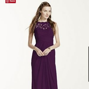 David's Bridal Plum Bridesmaid Dress Size 10